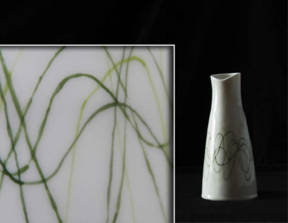 aas - porselein, groene lijnen